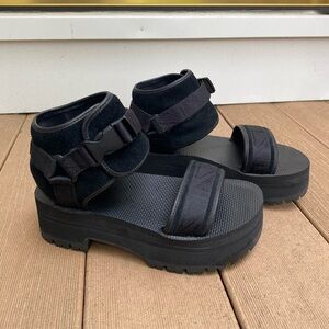 Teva Women's Black Indio Jewel Platform Suede Strap Buckle Sandals Size 7